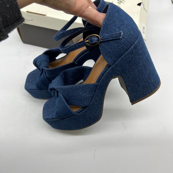 a.n.a Womens Holland Heeled Sandals Denim Platform Size 6M - Picture 11 of 12